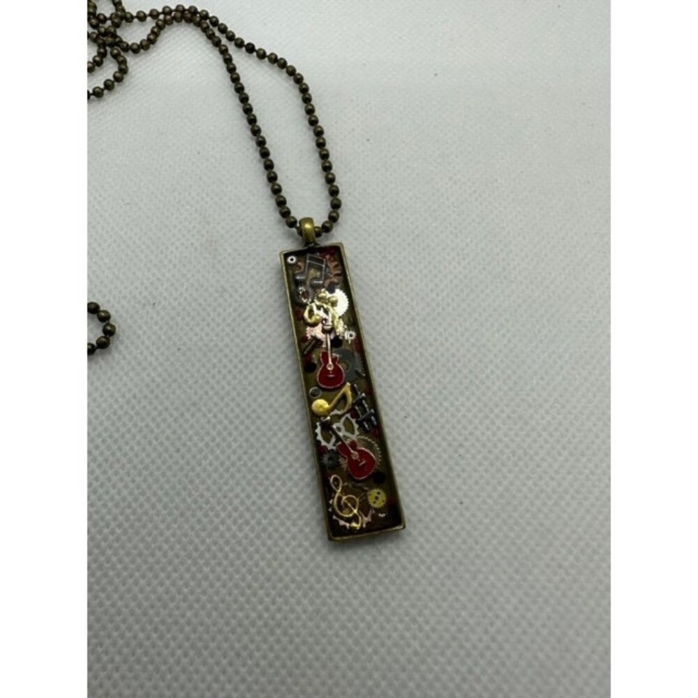 Steampunk Red Guitars Necklace